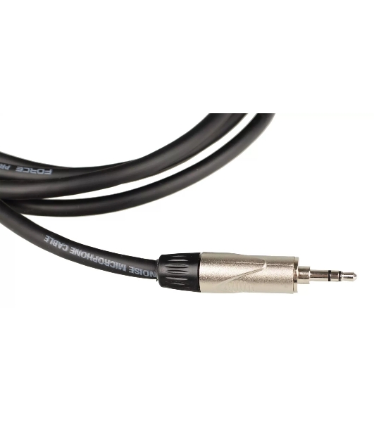 Кабель аудио FORCE FLC-150/21/4' TRS Jack - 1/8' TRS mini Jack, высококачественный стерео, используется для коммутации звукового оборудования, диаметр 6 мм, профессиональные металлические разъемы, длина 2 м