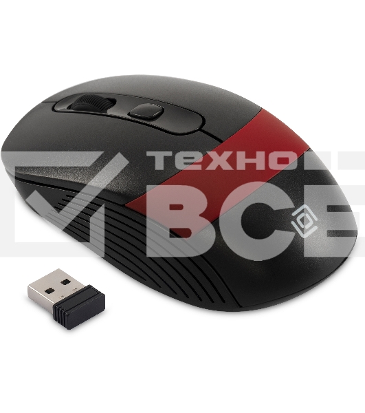 Мышь беспроводная Oklick 310MW черный/красный, 3200 dpi, радиоканал, USB, кнопки - 4