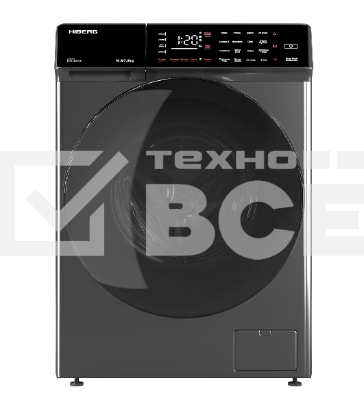 Стирально-сушильная машина HIBERG i-DDQ9-10714 Sd темно-серый, загр. фронтальная макс.: 10,5 кг 1400 об/мин класс: А+++