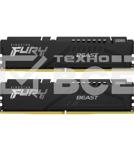 Оперативная память Kingston Fury Beast, DDR5, 16GB (2x8GB), 6000MHz, CL30, с радиаторами, черный