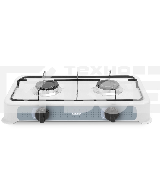 Плита настольная газовая Centek CT-1524 (белый), 2 конфорки, сменная форсунка баллон/магистраль