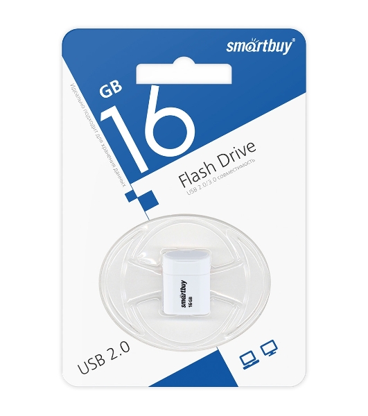 Флешка USB Smartbuy LARA White (SB16GbLARA-W), 16 Gb, USB 2.0, R/W 15/5, белый