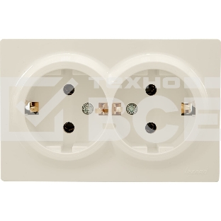 Розетка 2-м ОП LETO с заземл. закрытый корпус ПБТ крем LEZARD 752-0300-127B