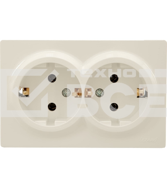 Розетка 2-м ОП LETO с заземл. закрытый корпус ПБТ крем LEZARD 752-0300-127B