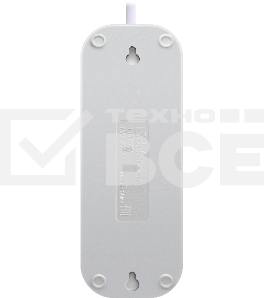 Удлинитель с заземлением Defender  L330 16 А, 5 м, заземление, выключатель