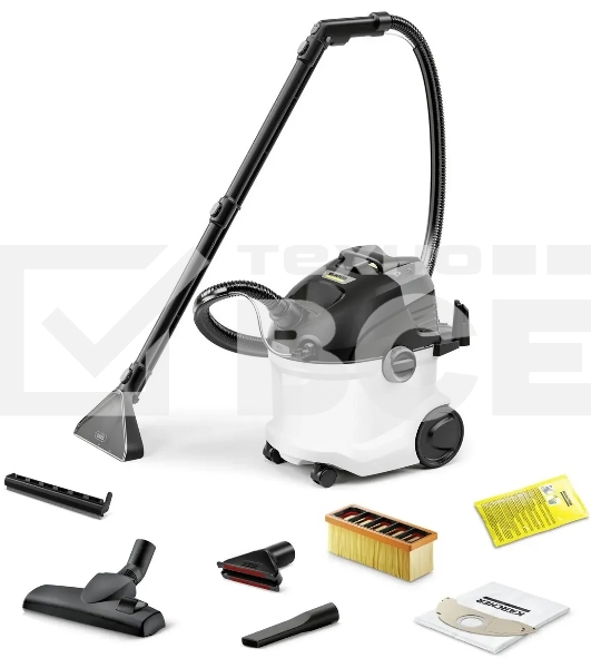 Пылесос моющий Karcher SE 5 *EU [1.081-230.0] белый/черный, 1000 Вт, уборка сухая/влажная, пылесборник контейнер/мешок, 4 л