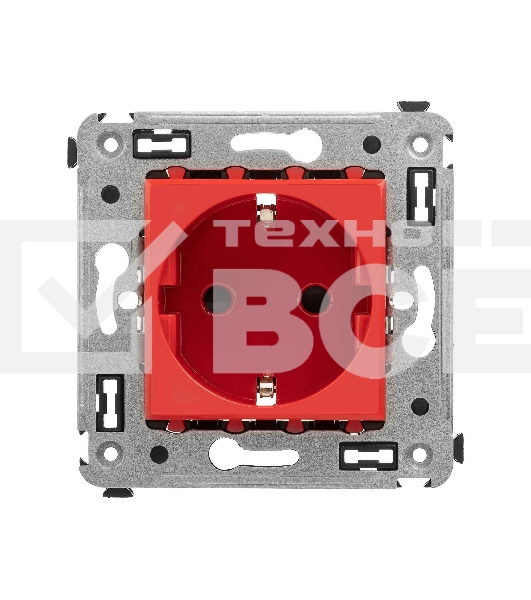 Розетка DKC Avanti 4401003 2P+E со шторками, красный квадрат