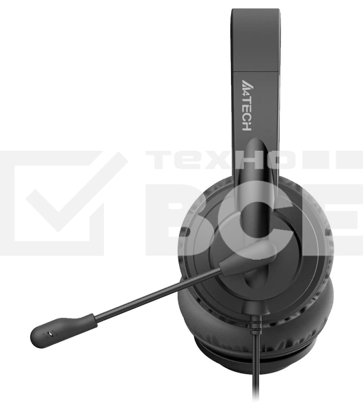 Гарнитура проводная с микрофоном A4Tech HU-10 черный 2м накладные USB оголовье