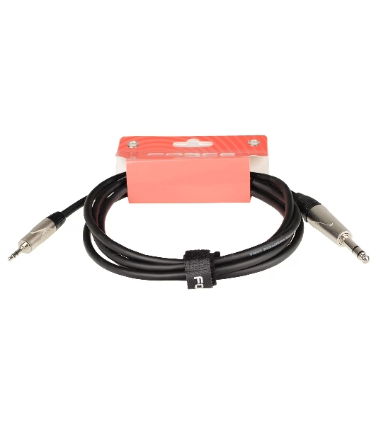 Кабель аудио FORCE FLC-150/21/4' TRS Jack - 1/8' TRS mini Jack, высококачественный стерео, используется для коммутации звукового оборудования, диаметр 6 мм, профессиональные металлические разъемы, длина 2 м