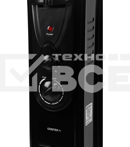 Масляный обогреватель Centek CT-6200 (7 секций) черный, 700/1000/1500Вт, 3 режима, механический термостат