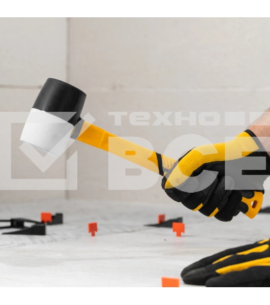 Киянка резиновая Denzel 450 г, черно-белая, фибергласовая рукоятка c TPR покрытием