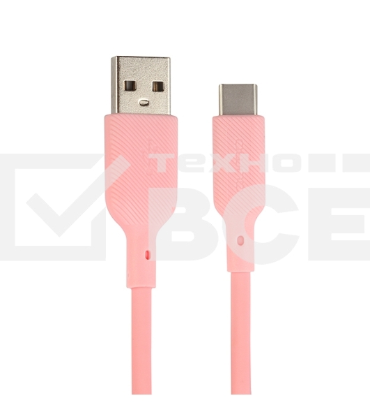 Кабель USB-A to Type-C, silica gel, 1м, 3A, 18W (pink)
