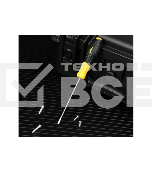 Отвертка шлицевая Deli DL6351501N 5х150мм сталь Cr-V, двухкомпонентная прорезиненная рукоять