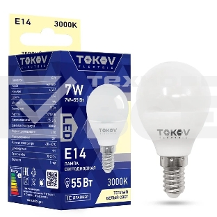 Лампа светодиодная TOKOV ELECTRIC 7Вт G45 3000К Е14 176-264В