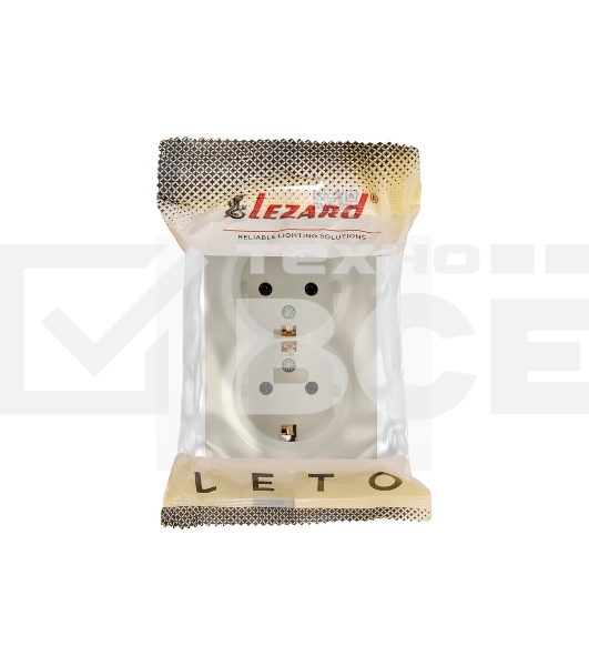 Розетка 2-м ОП LETO с заземл. закрытый корпус ПБТ крем LEZARD 752-0300-127B