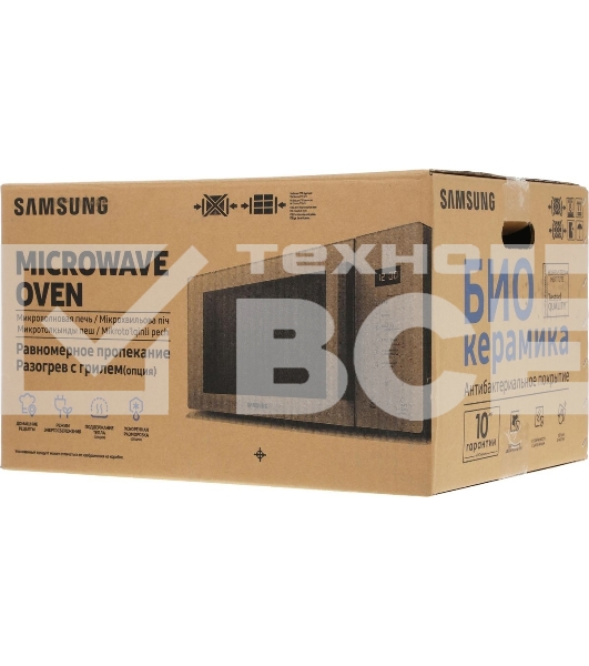 Микроволновая печь Samsung MG23T5018AK/BW черный, 23 л, 800 Вт, переключатели - сенсор