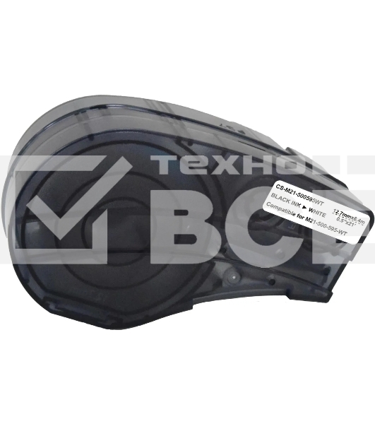 Картридж ленточный Cactus CS-M21-500595WT черный шрифт, белый фон (12.7 мм, 6.4 м) для Brady BMP21-PLUS, BMP21-LAB