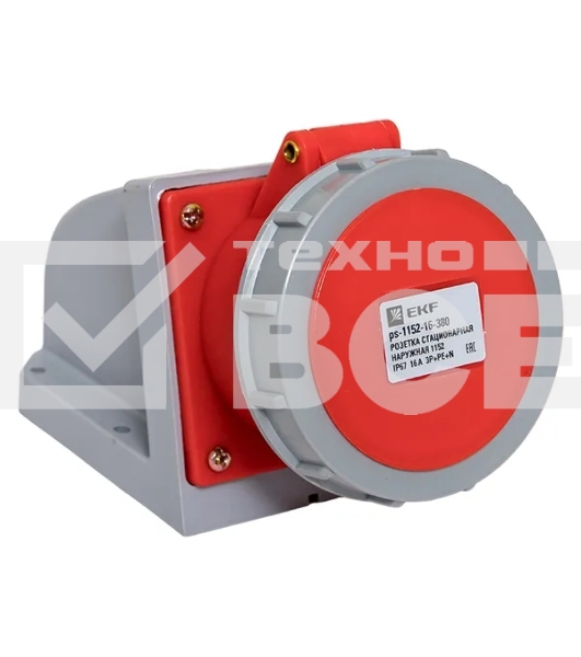 Розетка стационарная наружная EKF 1152 ps-1152-16-380 PROxima 3Р+РЕ+N 16А 380В IP67