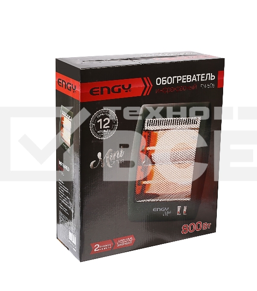 Обогреватель кварцевый Engy EN-505 mini, серый, 800 Вт, 8 м2, термостат
