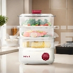 Пароварка Kitfort КТ-6830 3ярус. 800Вт белый/красный, фото6