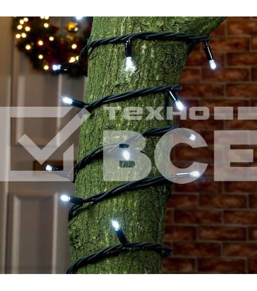 Гирлянда светод. уличная рисовая Funray SE-RICE-10100W,10M,100LED,хол.бел,IP60,черн.шн.1,5м,СОЕД