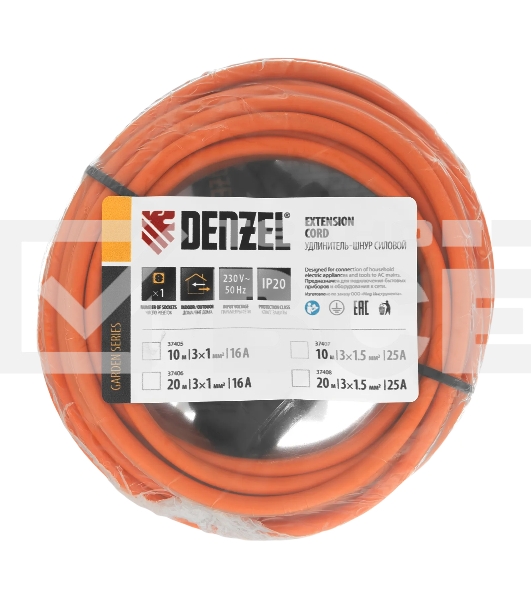 Удлинитель-шнур силовой Garden Series Denzel ПВС, 10 м, 1 розетка, 3x1 мм