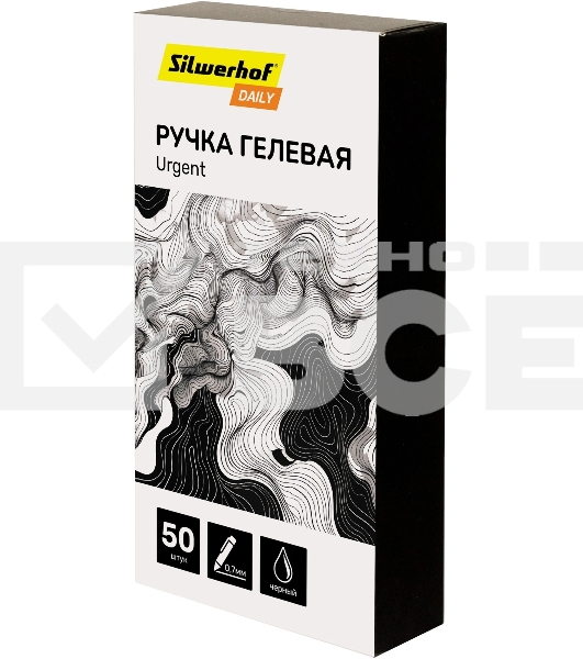 Ручка гелевая Silwerhof Daily Urgent, d=0.7мм, черные чернила, сменный стержень, линия 0.5мм, резиновая манжета