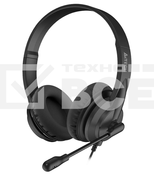 Гарнитура проводная с микрофоном A4Tech HU-10 черный 2м накладные USB оголовье