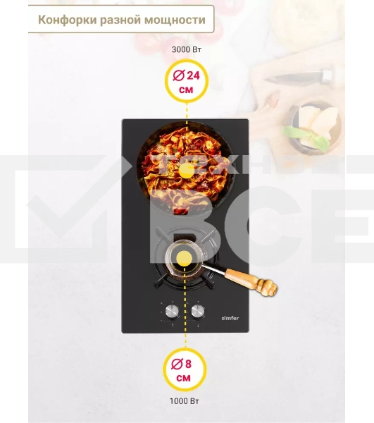 Газовая варочная панель Simfer H30N20B416 независимая, черный