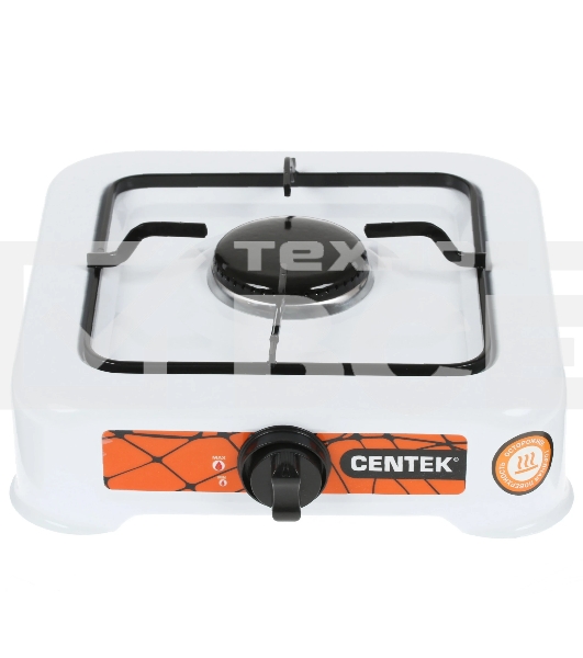 Плита настольная газовая Centek CT-1520 (белый), 1 конфорка, сменная форсунка баллон/магистраль