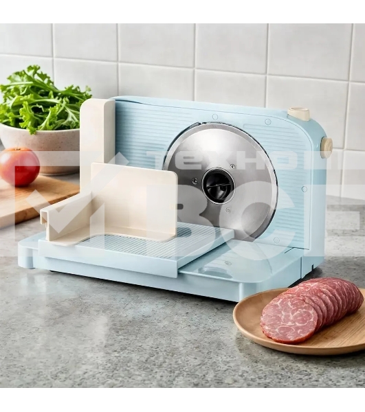 Ломтерезка Kitfort КТ-6268 150Вт (нарезка до 15мм) голубой/белый