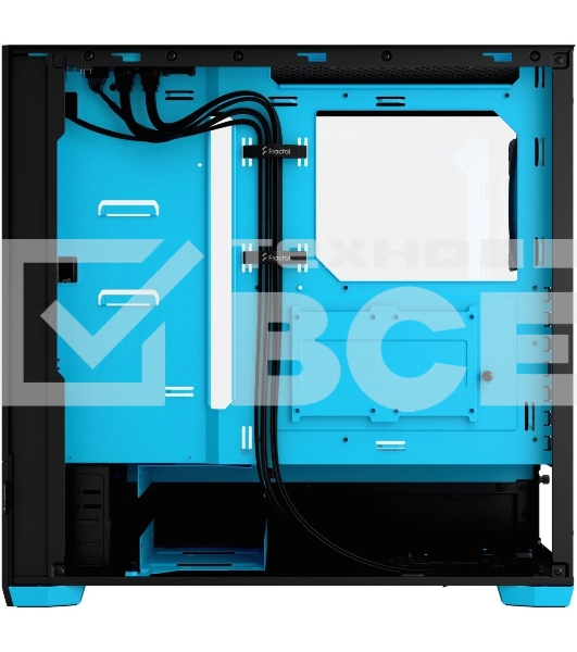 Компьютерный корпус без блока питания Fractal Design Pop Air RGb Cyan Core TG Clear Tint, Midi-Tower, 3x120мм RGb, 2xUSB-A 3.2 ATX, mATX, mITX черный/циан