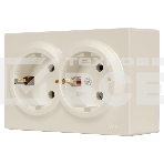 Розетка 2-м ОП LETO с заземл. закрытый корпус ПБТ крем LEZARD 752-0300-127B, фото3