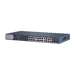 Коммутатор Hikvision DS-3E0526P-E/M, 24×1 Гбит/с PoE+ + 2×1 Гбит/с SFP, неуправляемый