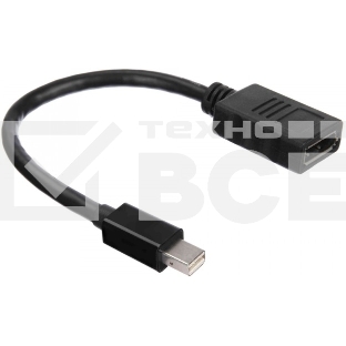 Кабель-адаптер ACD-DAMDF-01B mDP-DP, Golden Plated, 20m/20f, черный, 0.2м (742552)