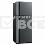 Холодильник Hitachi HRTN7489DF GGRCS серый стекло двухкамерный инвертер 345/105л морозилка сверху, фото 1