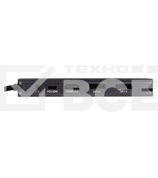 Док-станция HIPER Docking station USB-C HUB 11in1 (1*USB-C 100W PD, 1*HDMI 4K@60Hz, 2*DP 4K@60Hz, 2*USB-A 3.0 (5Gbps data), 1*USB-C 3.0 (5Gbps data), 1*microSD, 1*SD, 1*3.5mm audio, 1*RJ45 Gb)
