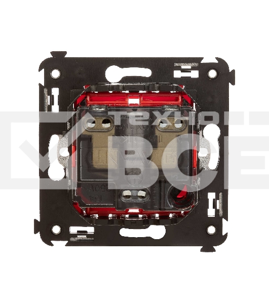 Розетка DKC Avanti 4401003 2P+E со шторками, красный квадрат