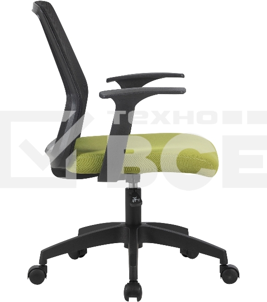 Кресло компьютерное Cactus CS-MC222-BKGN черный, сиденье салатовый, сетка/ткань, низк.спин. крестов. пластик, пластик черный