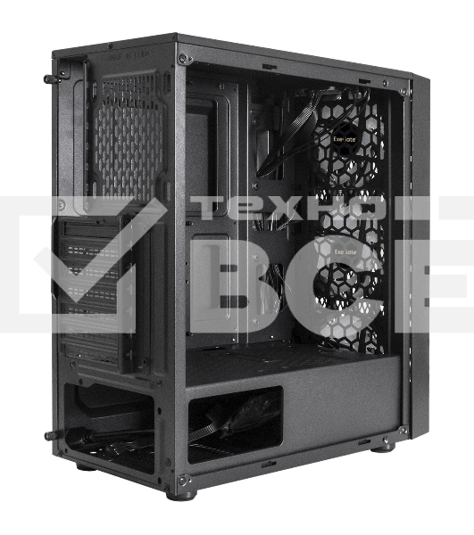 Компьютерный корпус Miditower ExeGate EVO-8243-NPX700 (ATX, БП 700NPX с вент 12 см, 2хUSB+1хUSB 3.0, черный, 3 вент. с RGb подсветкой, боковая панель - закаленное стекло)