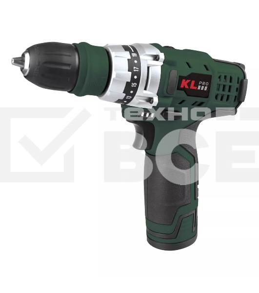 Профессиональный шуруповерт аккумуляторный Klpro KLNM1020 (12 В/2,0 А·ч, 0-1300 об/мин, 12 бит)