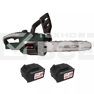 Профессиональная аккумуляторная цепная пила KLPRO KLBOM18B-50 (18В, Li-ion-2шт 5,0А·ч, ЗУ 4,5А 3600об/мин, 10”)