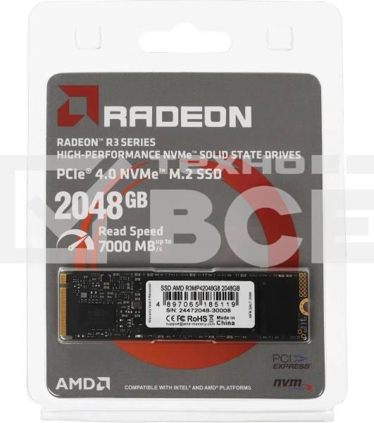 Накопитель SSD AMD PCIe 4.0 x4 2Tb R3MP42048G8 Radeon M.2 2280