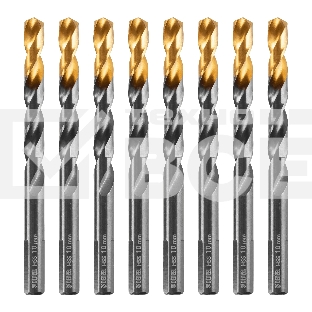 Сверло по металлу Denzel 10 мм, HSS-Tin, Golden Tip, 8 шт.