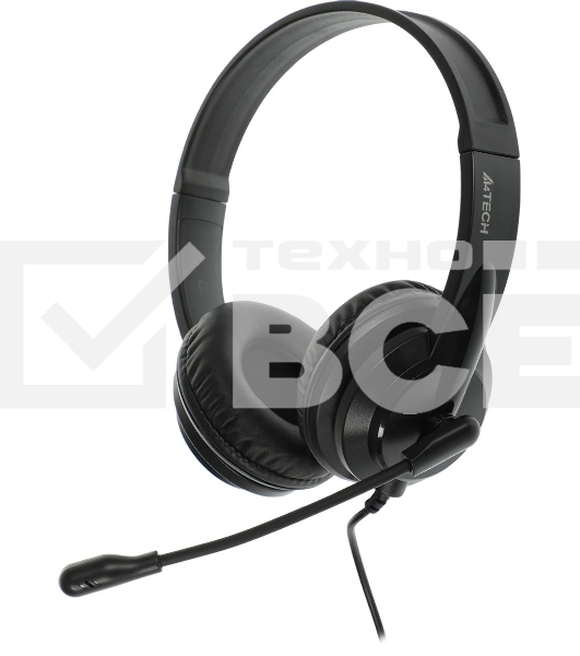 Гарнитура проводная с микрофоном A4Tech HU-10 черный 2м накладные USB оголовье