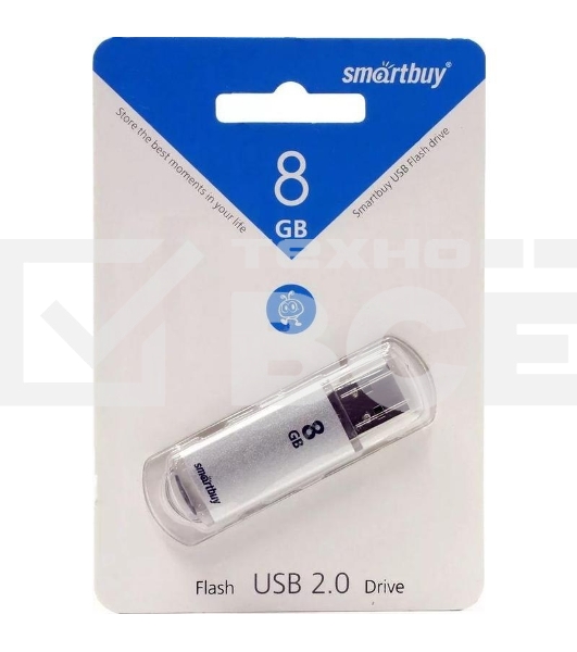 Флеш диск 8Gb USB Drive <USB2.0> Smartbuy V-Cut Silver (SB8GBVC-S)