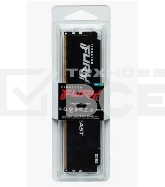 Оперативная память Kingston Fury Beast, DDR5, 16GB (1x16GB), 5600MHz, CL36, с радиатором, черный