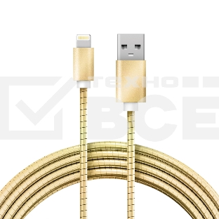 Кабель USB-A – Lightning для Apple, 2,4А, 1м, в золотой металлической оплетке REXANT