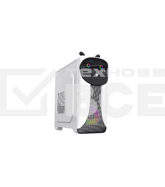 Компьютерный корпус GameMax Cute OWL, без БП (Midi Tower, ., 1*USB3.0 + 2*USB2.0, 2*120мм), Черный/белый