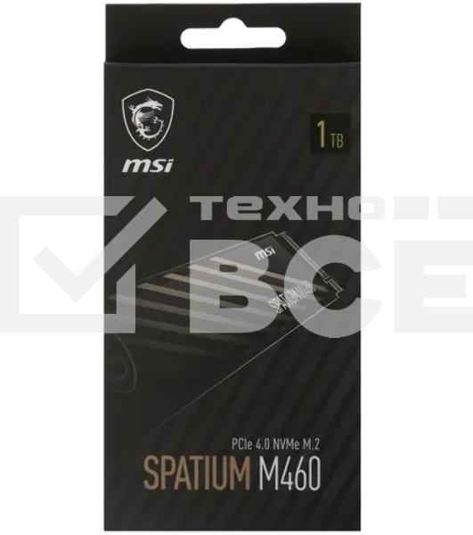 Накопитель SSD MSI SPATIUM M460, 1Tb, M.2 2280, PCIe 4.0 x4, NVMe, R/W 5000/4500